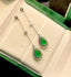 14K GOLD 4 CT VIVID GREEN NATURAL EMERALD & DIAMOND EARRINGS