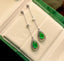 14K GOLD 4 CT VIVID GREEN NATURAL EMERALD & DIAMOND EARRINGS