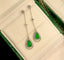 14K GOLD 4 CT VIVID GREEN NATURAL EMERALD & DIAMOND EARRINGS