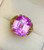 14K GOLD 15.2 CT NATURAL KUNZITE & DIAMOND RING