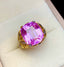 14K GOLD 15.2 CT NATURAL KUNZITE & DIAMOND RING