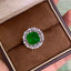 14K GOLD 5.76 CTW VIVID GREEN NATURAL EMERALD & DIAMOND RING