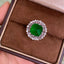 14K GOLD 5.76 CTW VIVID GREEN NATURAL EMERALD & DIAMOND RING