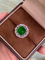 14K GOLD 5.76 CTW VIVID GREEN NATURAL EMERALD & DIAMOND RING