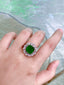 14K GOLD 5.76 CTW VIVID GREEN NATURAL EMERALD & DIAMOND RING