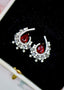 14K GOLD 2.71 CTW VIVID RED NATURAL RUBY & DIAMOND EARRINGS