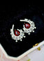 14K GOLD 2.71 CTW VIVID RED NATURAL RUBY & DIAMOND EARRINGS