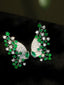 14K GOLD 2.12 CTW VIVID GREEN NATURAL EMERALD & DIAMOND EARRINGS