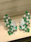 14K GOLD 2.12 CTW VIVID GREEN NATURAL EMERALD & DIAMOND EARRINGS