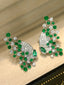 14K GOLD 2.12 CTW VIVID GREEN NATURAL EMERALD & DIAMOND EARRINGS