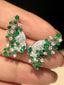 14K GOLD 2.12 CTW VIVID GREEN NATURAL EMERALD & DIAMOND EARRINGS