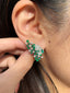 14K GOLD 2.12 CTW VIVID GREEN NATURAL EMERALD & DIAMOND EARRINGS