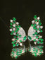 14K GOLD 2.12 CTW VIVID GREEN NATURAL EMERALD & DIAMOND EARRINGS