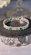 14K GOLD 8.5 CTW VIVID GREEN NATURAL EMERALD & DIAMOND BRACELET