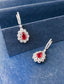 14K GOLD 2.91 CTW NATURAL RUBY & DIAMOND EARRINGS