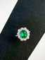 14K GOLD 3.50 CTW VIVID GREEN NATURAL EMERALD & DIAMOND RING