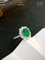 14K GOLD 3.50 CTW VIVID GREEN NATURAL EMERALD & DIAMOND RING