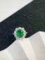 14K GOLD 3.50 CTW VIVID GREEN NATURAL EMERALD & DIAMOND RING