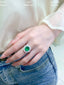 14K GOLD 3.50 CTW VIVID GREEN NATURAL EMERALD & DIAMOND RING