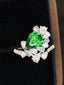 14K GOLD 3.18 CTW VIVID GREEN NATURAL TSAVORITE & DIAMOND RING