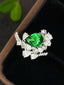 14K GOLD 3.18 CTW VIVID GREEN NATURAL TSAVORITE & DIAMOND RING