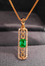 14K GOLD 0.59 CTW VIVID GREEN NATURAL EMERALD & DIAMOND PENDANT