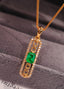 14K GOLD 0.59 CTW VIVID GREEN NATURAL EMERALD & DIAMOND PENDANT