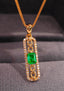 14K GOLD 0.59 CTW VIVID GREEN NATURAL EMERALD & DIAMOND PENDANT