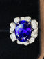 14K GOLD 8.2 CTW NATURAL TANZANITE & DIAMOND RING