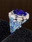 14K GOLD 8.2 CTW NATURAL TANZANITE & DIAMOND RING