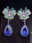 14K GOLD 14.60 CTW NATURAL TANZANITE & DIAMOND EARRINGS