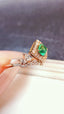 14K GOLD 0.62 CTW VIVID GREEN NATURAL EMERALD & DIAMOND RING