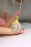 14K GOLD 7.67 CTW NATURAL AQUAMARINE & DIAMOND PENDANT