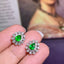 14K GOLD 0.82 CTW VIVID GREEN NATURAL EMERALD & DIAMOND EARRINGS