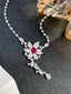 14K GOLD 2.88 CTW NATURAL RUBY & DIAMOND NECKLACE