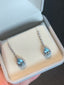 14K GOLD 2.00 CT NATURAL AQUAMARINE & DIAMOND EARRINGS