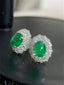 14K GOLD 2.78 CTW VIVID GREEN NATURAL EMERALD & DIAMOND EARRINGS