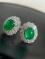 14K GOLD 2.78 CTW VIVID GREEN NATURAL EMERALD & DIAMOND EARRINGS