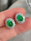 14K GOLD 2.78 CTW VIVID GREEN NATURAL EMERALD & DIAMOND EARRINGS