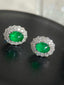 14K GOLD 2.78 CTW VIVID GREEN NATURAL EMERALD & DIAMOND EARRINGS