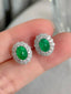 14K GOLD 2.78 CTW VIVID GREEN NATURAL EMERALD & DIAMOND EARRINGS