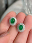 14K GOLD 2.78 CTW VIVID GREEN NATURAL EMERALD & DIAMOND EARRINGS