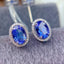 14K GOLD 1.8 CT NATURAL TANZANITE & DIAMOND EARRINGS