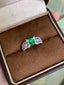 14K GOLD 1.45 CTW VIVID GREEN NATURAL EMERALD & DIAMOND RING