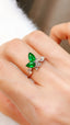 14K GOLD 1.04 CTW VIVID GREEN NATURAL EMERALD & DIAMOND RING