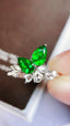 14K GOLD 1.04 CTW VIVID GREEN NATURAL EMERALD & DIAMOND RING