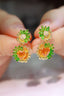 14K GOLD 2.95 CTW NATURAL SPESSARTINE & TSAVORITE EARRINGS