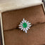 14K GOLD 0.73 CTW VIVID GREEN NATURAL EMERALD & DIAMOND RING