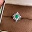 14K GOLD 0.73 CTW VIVID GREEN NATURAL EMERALD & DIAMOND RING