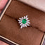 14K GOLD 0.73 CTW VIVID GREEN NATURAL EMERALD & DIAMOND RING